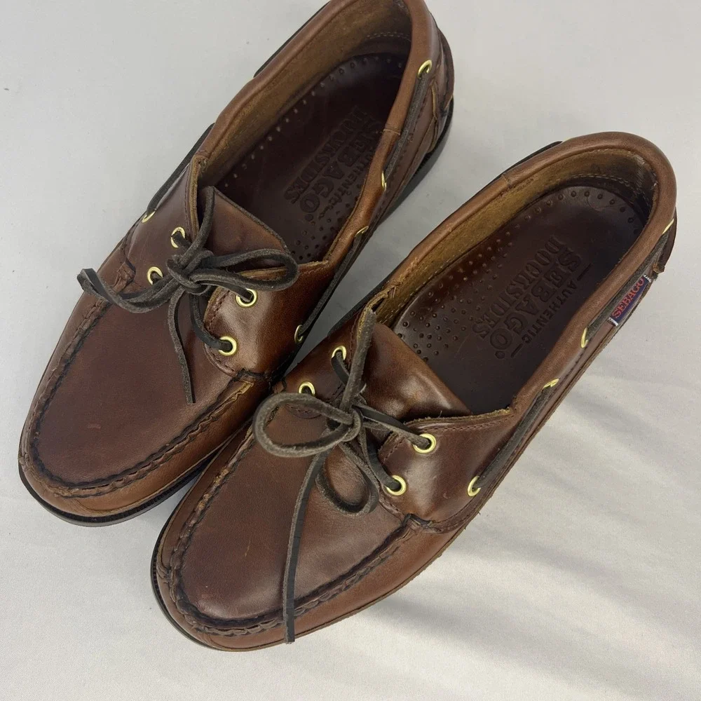 Sebago Schooner Docksides Men's Leather Boat Shoes 7.5 M Brown 75943
